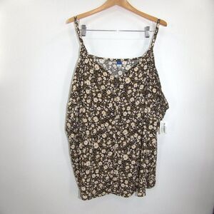 Old Navy Black Floral Print Button Front Cami Top Women's Plus Size 4X